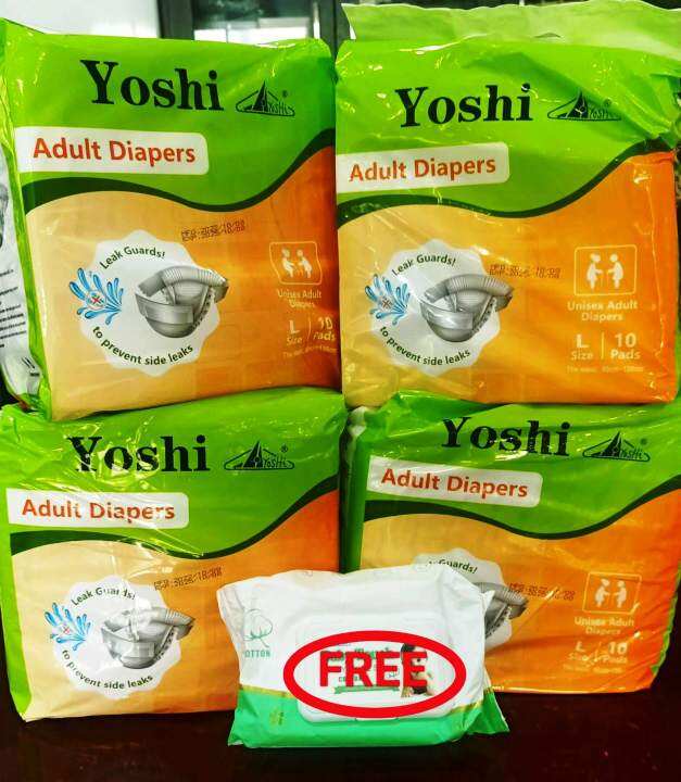 Yoshi Disposable Adult Diapers Free 1 Pack Wipes In Every 4 Packs for