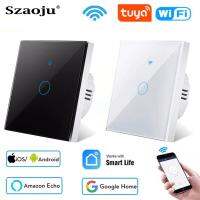 [HOT GELLXKOWOIGHIO 527] Szaoju Tuya WiFi Touch Switch Light Wall Smart Switch Universal สำหรับ EU Smart Home Life Alexa Google Home 433RF Remote 1/2/3Gang