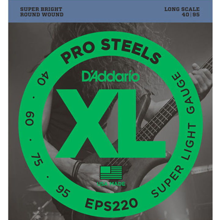daddario-eps220-สายกีตาร์เบส-4-สาย-วัสดุโลหะอัลลอยด์-ของแท้-100-super-light-40-95-made-in-usa