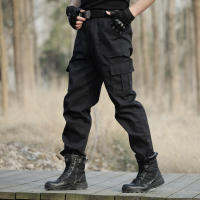 ใหม่2022 Outdoor Cargo Overalls Commando สีดำ Multi-Pocket แรงงานป้องกัน Security Guard Field Jungle กางเกงยุทธวิธี