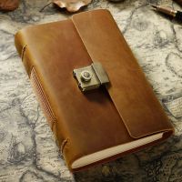 [COD] Cross-border retro notes diary hand account book password lock leather gifts men and women handmade cowhide sketchbook