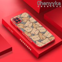 เคส Chenyyka สำหรับ A93 OPPO 2020 F17 Pro Reno 4F Reno 4 Lite เคสเต็มหน้าจอมีน้ำค้างแข็งโปร่งใสรูปหมีด้านข้างแบบแข็งเคสขอบสี่เหลี่ยมกล้องปลอกซิลิโคนกันกระแทกเคสนิ่ม