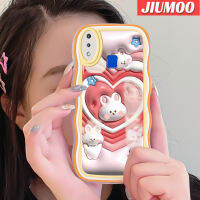 เคส JIUMOO สำหรับ VIVO เคส Y95 Y91i Y91ลายการ์ตูน3D กระต่ายน่ารักแฟชั่นขอบครีมเวฟขอบเคสโทรศัพท์แบบใสสีสันสดใสป้องกันเลนส์กล้องเคสนิ่มโปร่งใสเคสซิลิโคนกันกระแทก