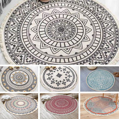 Round Carpet Retro Nordic Bohemian Floor Carpets For Living Room Bedroom Anti-slip Doormat Yoga Mat