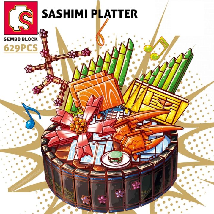ของเล่นอาหารญี่ปุ่นจากร้านขายซูชิบล็อกตัวต่อกล่องดนตรีราเม็งแบบทำมือก้านสำหรับสะสมตามบทบาท