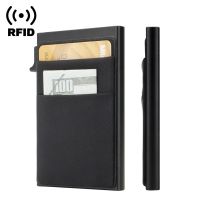 XIINING การปิดกั้น RFID ที่ใส่บัตรเครดิต อลูมิเนียมอลูมินัม บางเฉียบมาก กระเป๋าใส่บัตร มัลติฟังก์ชั่นการใช้งาน ป้องกันการโจรกรรมป้องกัน กระเป๋าสตางค์ป๊อปอัพอัตโนมัติ ธุรกิจสำหรับผู้ชาย