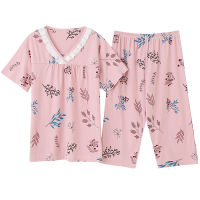 Plus Size M-4XL Summer Style Pyjamas Women Short Sleeve Female Floral Print Princess Pajamas Set High Quality Pijama Feminino