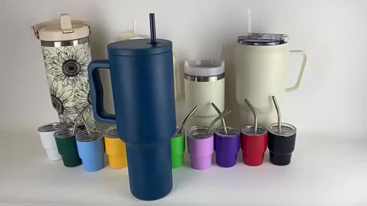 40　Tumbler　Reusable　with　Mug　Insulated　Travel　Lid　Bottle　Water　oz　Modern　Steel　Stainless　Cup　and　Straw　Handle　Simple　Cup