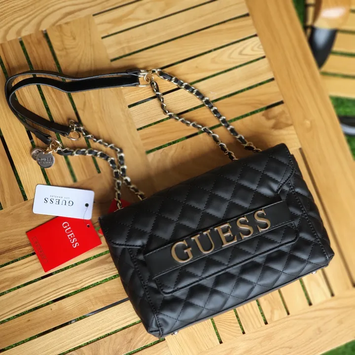 Guaranteed Original Guess Illy Convertible Quilted Leather Chain Strap