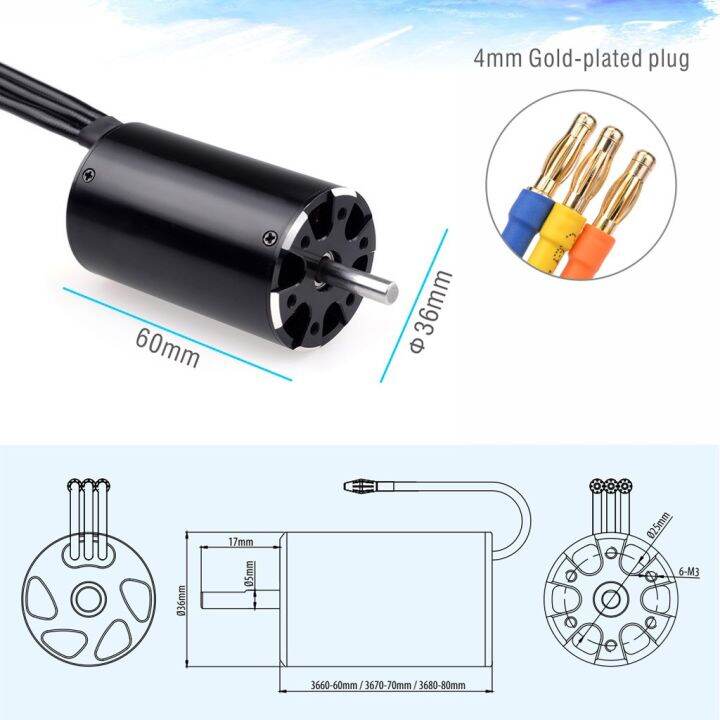 มอเตอร์-rc-ไร้แปรงถ่าน-มอเตอร์เรือ3660-3670-3680-3250kv-880kv-4เสา800-1000มม-สำหรับ1-10-1-8-rc-รถยนต์เรือ-traxxas