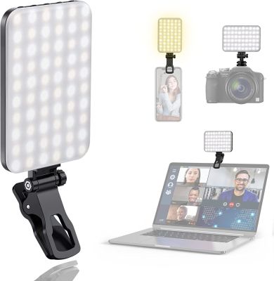 120 LED High Power Rechargeable Clip Fill Video Light with Front &amp; Back Clip Adjusted 3 Light Modes for Phone iPad Phone Camera Flash Lights