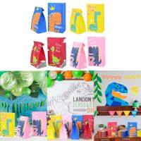 10pc Cute Dinosaur Cartoon Bag Paper Gift Candy Packaging Baby Shower Kids Birthday Animal Theme Party Decoration Favor Wrapping Gift Wrapping  Bags