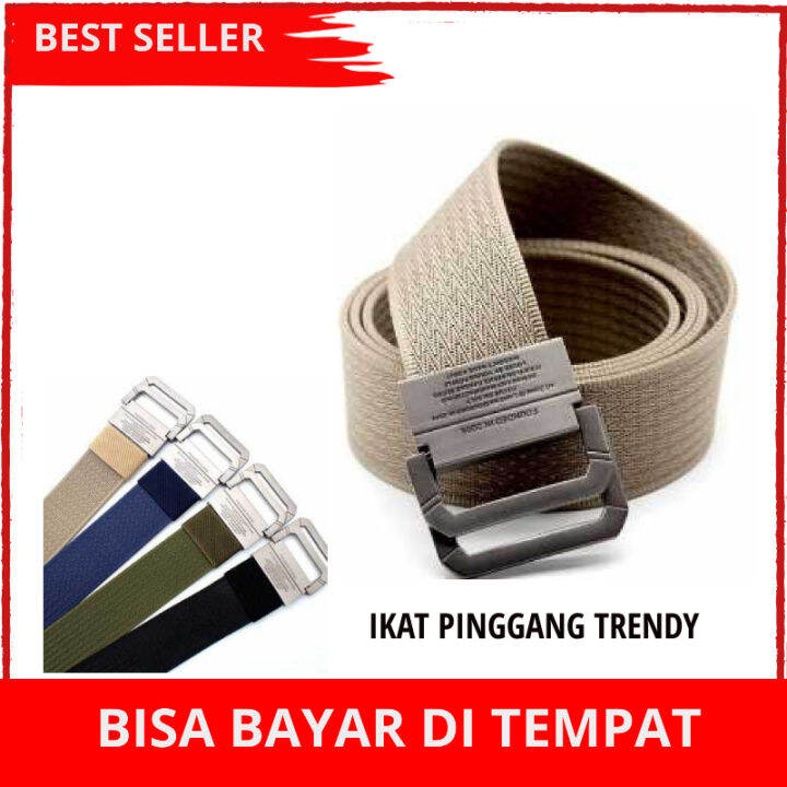 Rhodey Craftman Tali Ikat Pinggang Pria Canvas Buckle Belt Biru