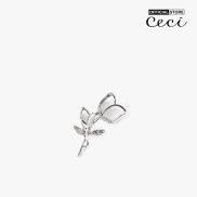CECI - Ghim cài áo nữ hình nhánh hồng đính đá sang trọng CC5-01000032-07