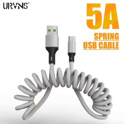 URVNS 5A USB Fast Charging Cable 1.5m Spring Data Cable Type C Micro Charger For Samsung Xiaomi Huawei iPhone
