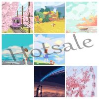 【hot sale】 ❒♛ B02 20x20 30x30 40x40cm Framed DIY PBN Children Digital Painting By Numbers on Canvas humanity landscape