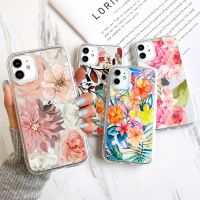 Qiqi เคสโทรศัพท์ใส,เคสใสสำหรับ Iphone 12 Pro สำหรับ Iphone 11 13 14 Pro Max Coque Iphone12 Mini 7 8 Plus XS XR SE 2022เคสลายดอกไม้ป้องกันการตก