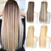 AZQUEN Synthetic 5 Clips Long Straight  Hair Extensions Clips in High Temperature Fiber Black Brown Hairpiece Wig  Hair Extensions  Pads