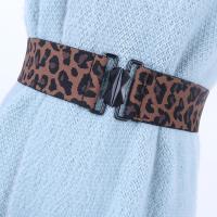 【CW】❅▽◊  Fashion Belts Alloy Buckle Wide Stretchy Leopard Waistband Elastic Cummerbunds Plastic