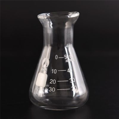 【♘COD Free Cas♘】 bkd8umn ขวดแก้วแก้วสามเหลี่ยมกว้างฟลาสค์รูปทรงกรวยอุปกรณ์ขวดทดลองพลาสติก50มล.