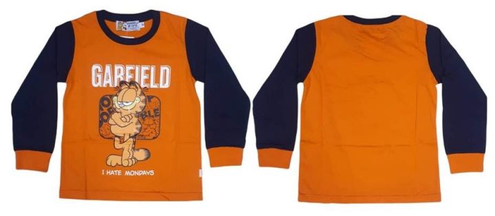 เสื้อผ้าเด็กลายการ์ตูนลิขสิทธิ์แท้-เด็กผู้ชาย-ผู้หญิง-ชุดนอน-ชุดกันหนาว-ชุดเสื้อคอกลมแขนยาว-กางเกงขายาว-garfield-การ์ฟีลด์-mgf127-103-bestshirt