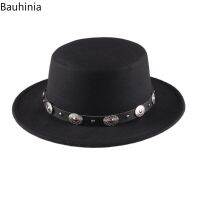 Panama Vintage Wide Brim Black Fedora Hat Men Flat Top Wool Jazz Cap Elegant Ladies Gentleman Gambler Hats