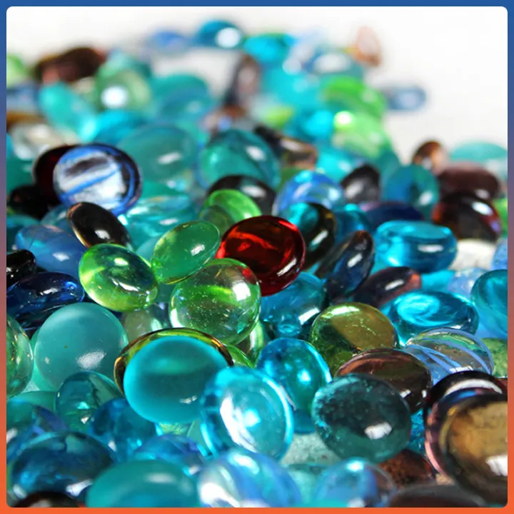 Qinoulieran Aquarium Coloful Glass Stones Beads Flat Glass Marble