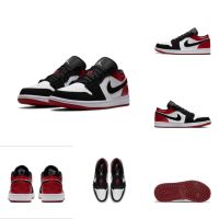 Best Sale『Original』 NK* A J 1 Low "Black- Toe-" Fashion Basketball Shoes White Red รองเท้ากีฬาสำหรับผู้ชายและผู้หญิง