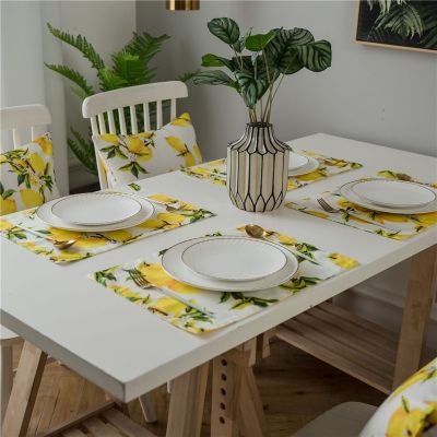 1Pc 32x45cm Placemat Lemon Double-sided Printed Fruit Fabric Kitchen Dinner Bowl Mat Shooting Background Cloth