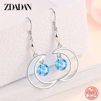 {Han ornaments}ZDADAN 925 Sterling Silver Moon CZ Dangle Earrings For Women Fashion Jewelry