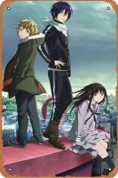 โปสเตอร์อนิเมะ Noragami โปสเตอร์ Iki Hiyori Yato VS Yukine VS ป้ายโลหะเครื่องตกแต่งฝาผนังย้อนยุคสำหรับประตูบ้านสวนบาร์ร้านอาหารสำนักงานสำนักงานผับคลับสัญลักษณ์ของขวัญ12X8นิ้วแผ่นป้ายโลหะ