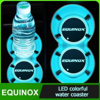 แผ่นไฟ Led หลากสีแผ่นถ้วยน้ำเสื่อกรูฟ Selimut Mobil ถาดรองแก้วน้ำสำหรับ Chevrolet EQUINOX