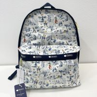 2023 Lesportsac สินค้าใหม่ กระเป๋าเป้นักเรียนลำลองกระเป๋าเป้สะพายหลังพิมพ์ลายการ์ตูนน่ารักกระเป๋าท่องเที่ยวน้ำหนักเบา7812