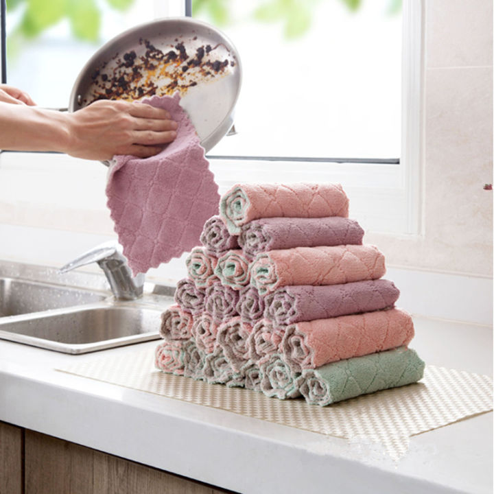 10PCS Kitchen Dish Towels, Kitchen Towels and Dishcloths Set,Dish Cloths  for Washing Dishes Dish Rags for Drying Dishes Kitchen Wash Clothes and  Dish Towels Random Color