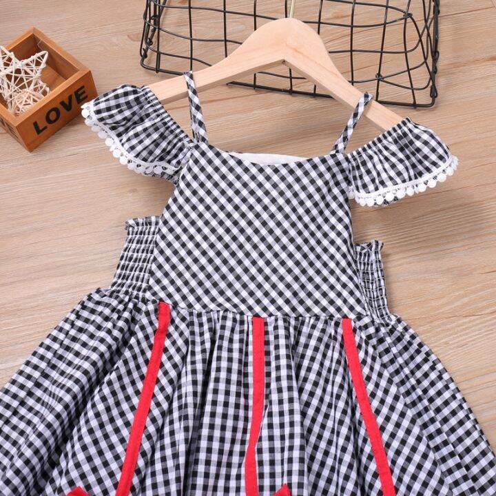 humor-bear-summer-girls-plaid-dress-bow-lace-sling-sleeve-student-dress-party-princess-baby-kids-clothing