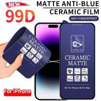 กระจกนิรภัยเซรามิก เนื้อแมตต์ ป้องกันแสงสีฟ้า ยืดหยุ่น สําหรับ iPhone 11 12 13 14 Pro Max X XS XR 6 6S 7 8 Plus