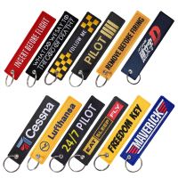 1 PC Wholesale Aviation Keychain Remove Before Firing Both Sides Embroidery Car Key Accessories Backpack Pendant Chain