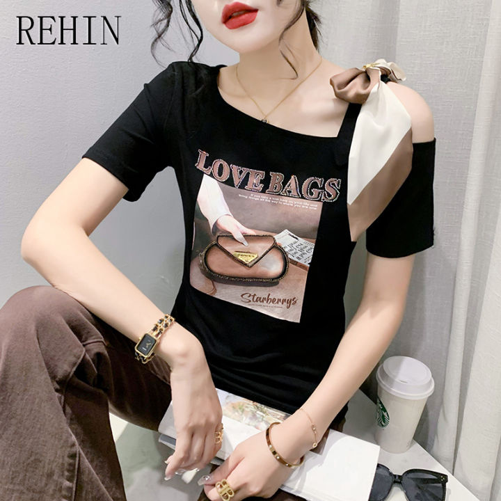 rehin-เสื้อยืดเปิดไหล่ผู้หญิง-เสื้อเปิดไหล่แฟชั่นใหม่สำหรับฤดูร้อน