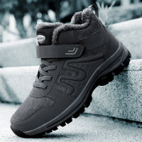 BIZOT ฤดูหนาวสำหรับผู้ชาย Warm Plush Mens ข้อเท้ารองเท้าหนังนิ่มขนสัตว์ Mens Snow Boots คู่รองเท้าผ้าใบรองเท้า Lace-Up High Top Boots