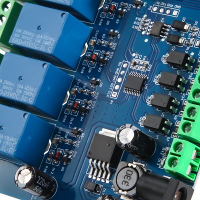 Modbus RTU 4 Way Relay Module 7-24V Relay Module Switch RS485/TTL Input and Output with Anti Reverse Protection