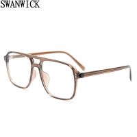 {Paopao glasses} Swanwick เกาหลีสไตล์สแควร์กรอบแว่นตาผู้ชาย TR90สะพานคู่ Retro Vintage แว่นตาผู้หญิง Acetate สีน้ำตาลสีเทา Gift