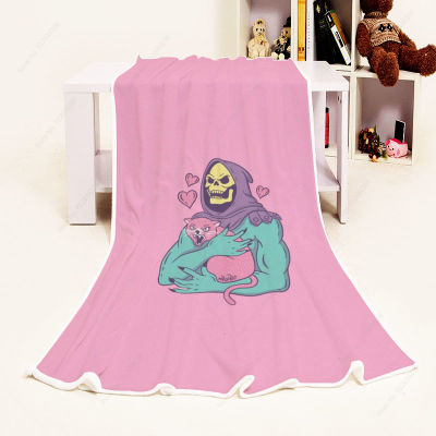 Sugar Skull Hip Hop Style Fleece Throw Blanket Luxury Quilt Bed Cover for Adults Cartoon Flannel Pink Blankets Nordic Home Decor