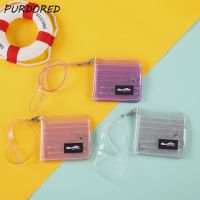 PURDORED 1 Pc Laser Color Women Card Holder PVC Jelly Mini Money Wallet  Clear Wallet Ladies Purse Wallet Jelly Card Wallet Card Holders