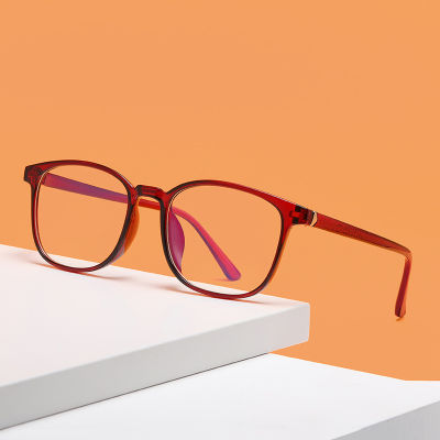 แว่นตาอ่านหนังสือป้องกันแสงสีน้ำเงินสำหรับทุกเพศกรอบทรงรีสีแดงสวยงาม + 100 + 150 + 200แว่นสายตายาว