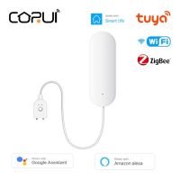 CORUI Tuya สัญญาณเตือนน้ำรั่วเครื่องตรวจจับน้ำรั่วอัจฉริยะ Wifi/zigbee เตือนระดับน้ำในครัวเรือนสำหรับชีวิตอัจฉริยะ Alexa Google Home