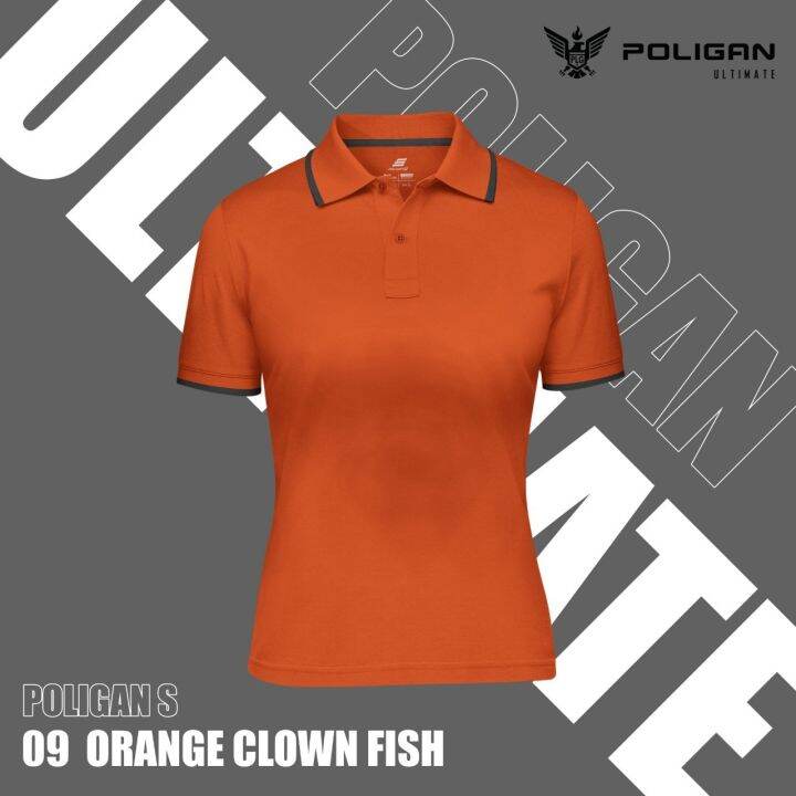 เสื้อโปโลกีฬา-poligans-ส้ม-ขลิบดำ-polo-shirt-poliganultimate