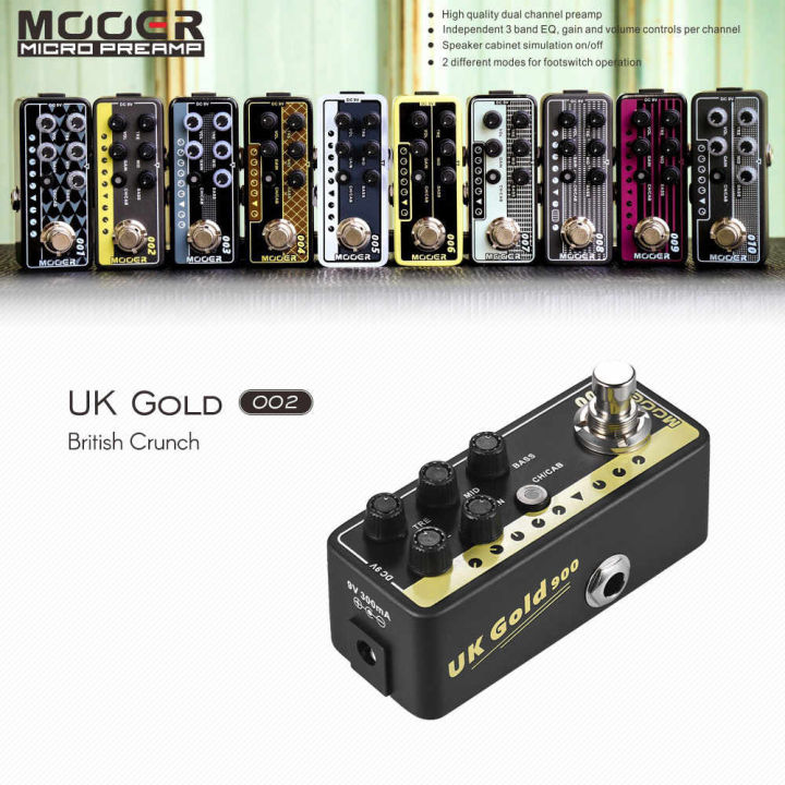 mooer-micro-preamp-002-british-gold-เอฟเฟคกีตาร์-ไซส์มินิ-ตัวจิ๋ว-แบบปรีแอมป์-2-channel-มี-cabsim-โทนเสียงแบบ-marshall-jcm900-ฟรีคู่มือ