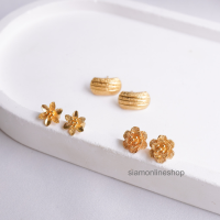 GOLD EARRINGS รวมแบบขายดี ต่างหูหุ้มเศษทองคำแท้ แบบแป้น (เลือกแบบได้) by siamonlineshop