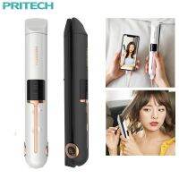 ♠✲◙ PRITECH Portable Wireless Mini Hair Straightener With Power Bank Travel Flat Iron USB Charging