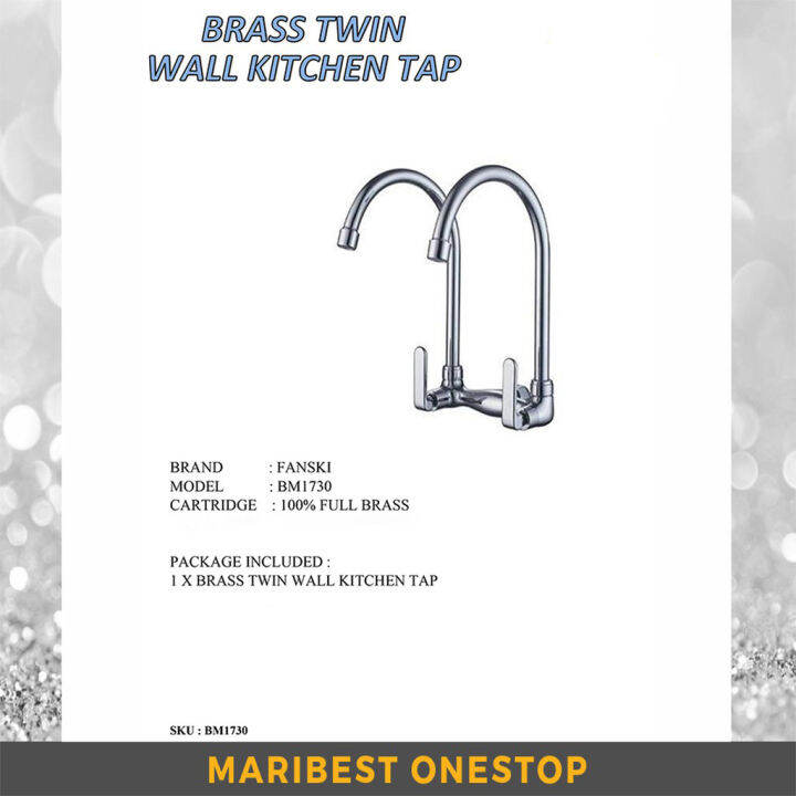 BRASS TWIN WALL KITCHEN TAP Lazada